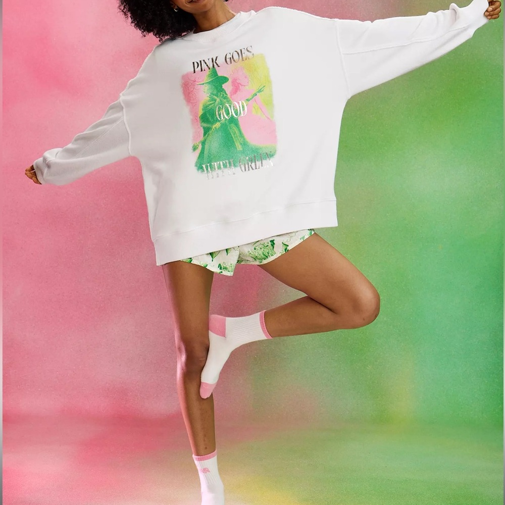 Aerie X Wicked Big Chill Crew Sweatshirt White Small